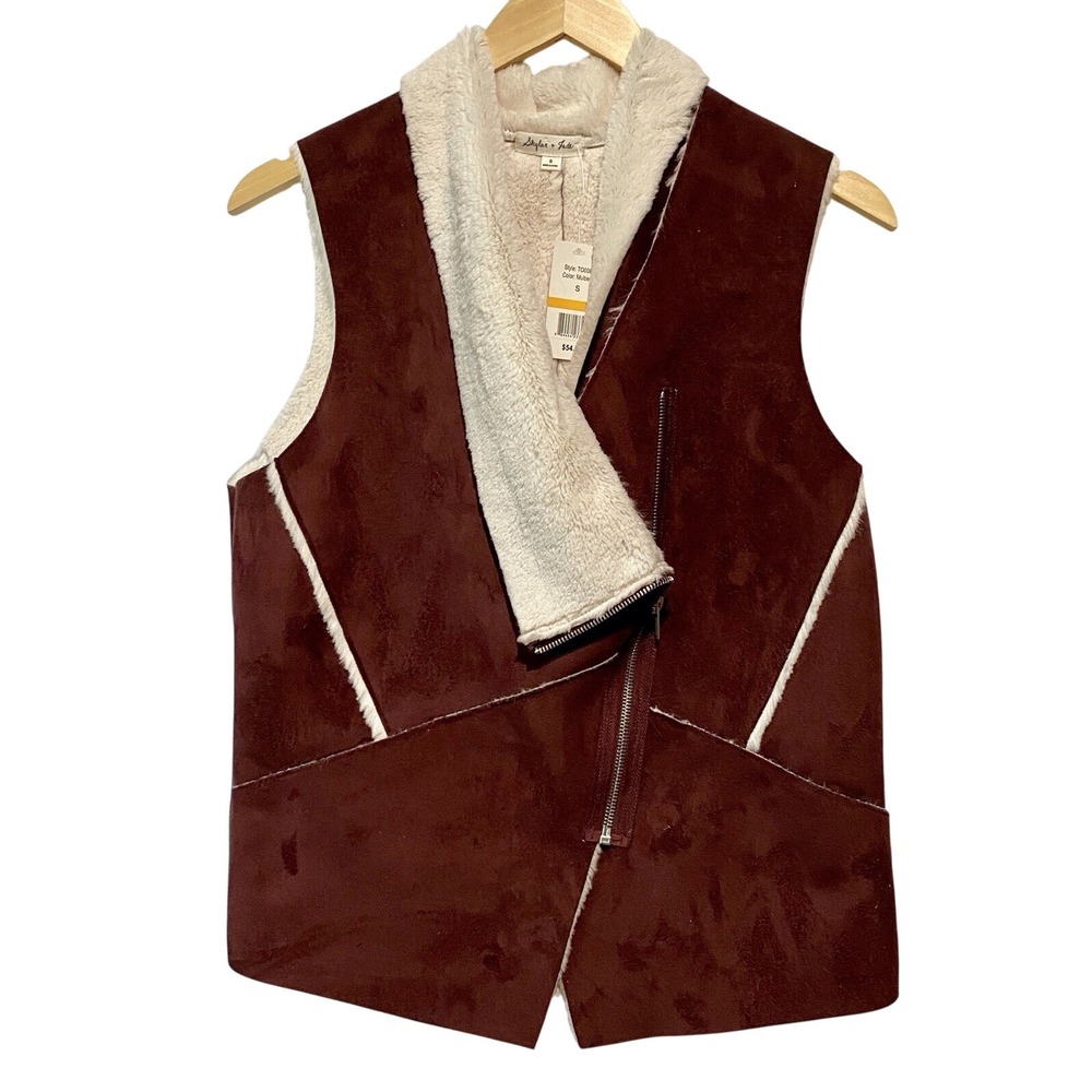 Skylar & Jade Vest‎ Mulberry Faux Suede Fleece Lined Size Small NWT